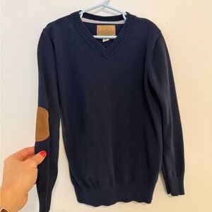 *LIKE NEW* Kid’s Navy Blue V-Neck Sweater with Leatherette Elbow Patches